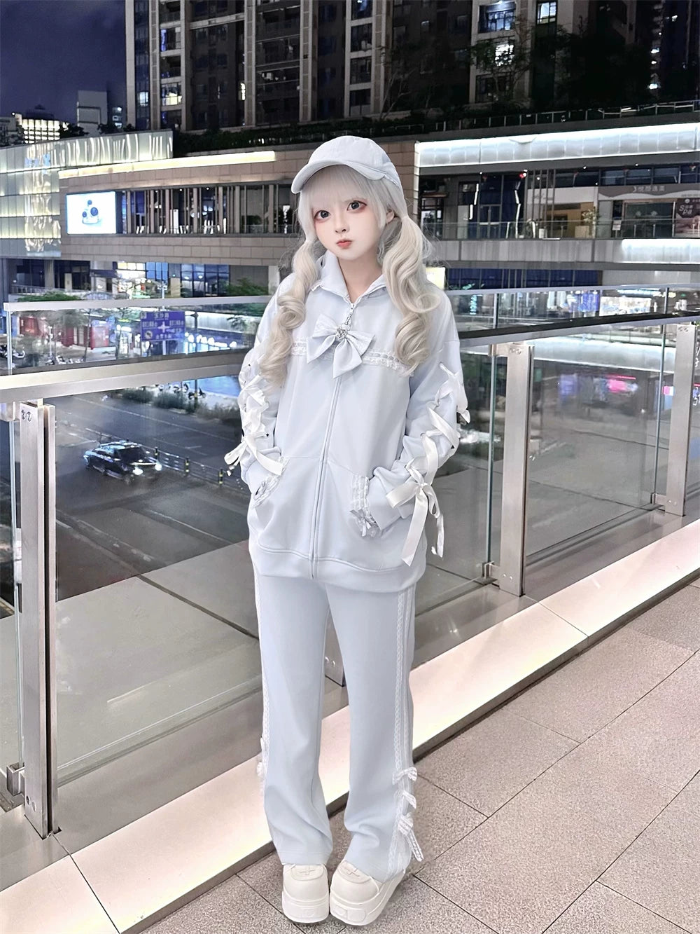 Tenshi Kaiwai Cat Ear Zip-Up Hoodie, Side Lace Pants 45585:856971
