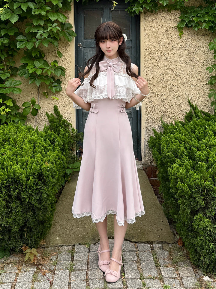 Seiso Kei Mermaid Flared Dress, Upper Lace Flounce Hem 45635:857889