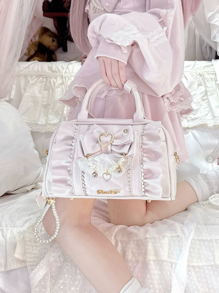 Jirai Kei 2-Way Handbag, Bow-Pearl Side Charm 44558:813636