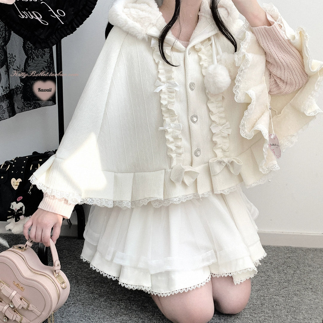 Sweet Style Winter Hooded Cape, Heart Rhinestone 42542:783462