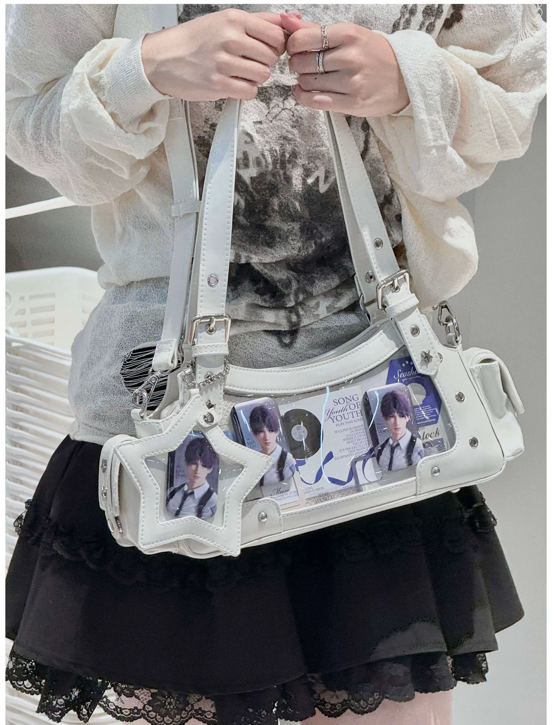 Punk Studded Ita Bag, Clear Window & Star Pouch 45416:847465