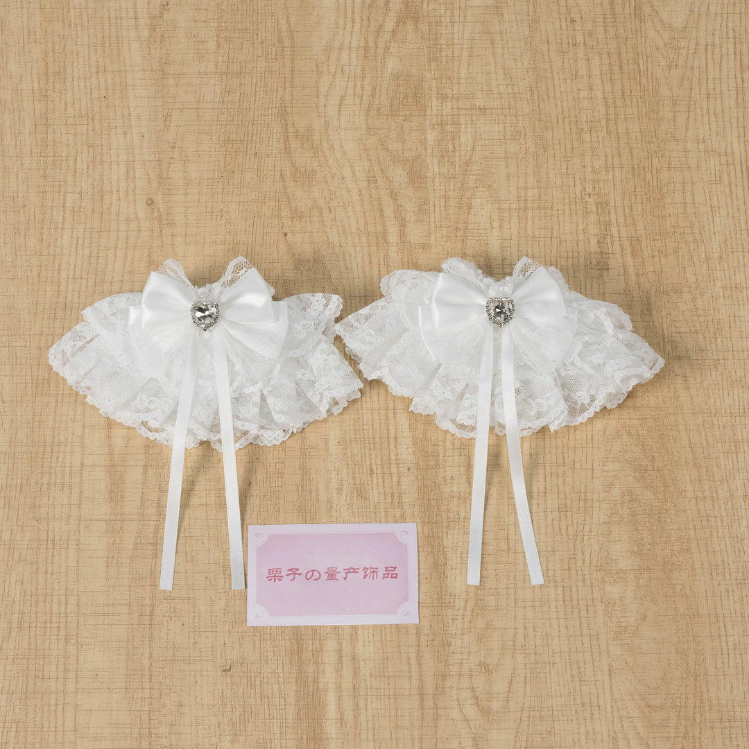 Ryousangata Lace Cuffs, Bow and Heart-shaped Rhinestone 45339:845052