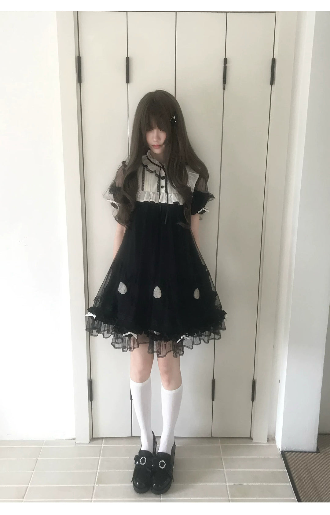 Japanese-style Tulle Dress, Detachable Strawberry Accent 45345:848940