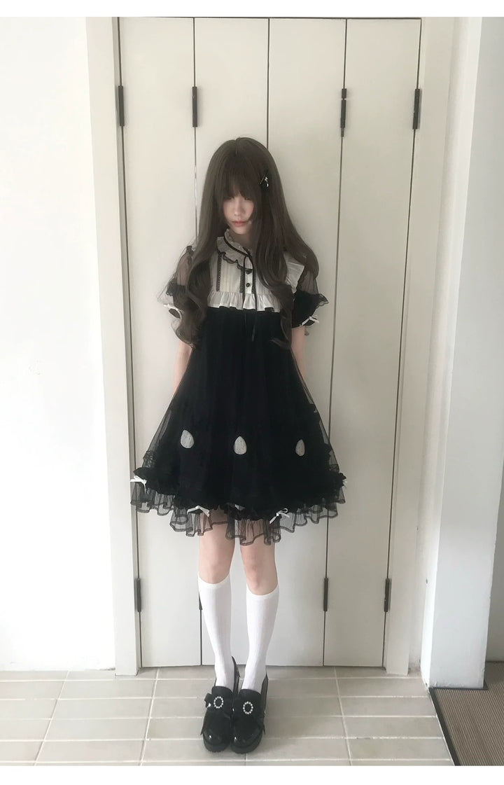 Japanese-style Tulle Dress, Detachable Strawberry Accent 45345:848940