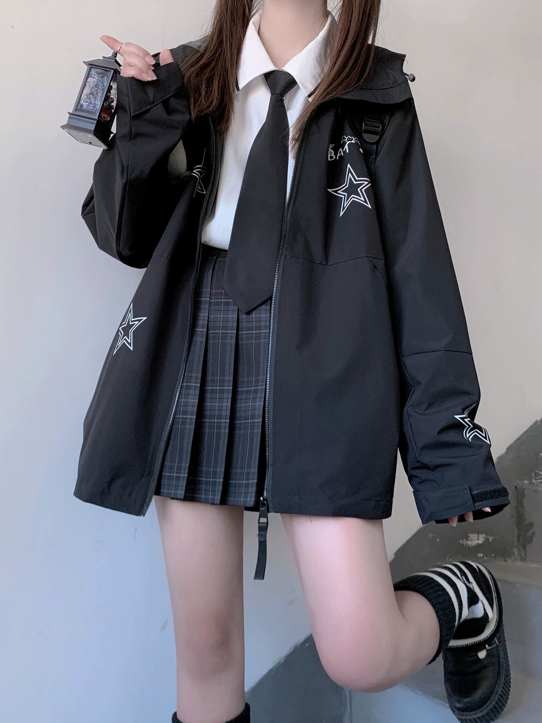 Harajuku Fashion Black Couples Jacket Coat 29246:340462 29246:340462