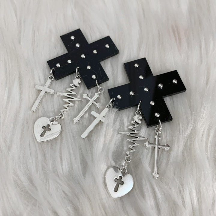 Jirai Kei Punk Hair Clips Subculture Cross Pendant Hair Clip 29272:357910 29272:357910