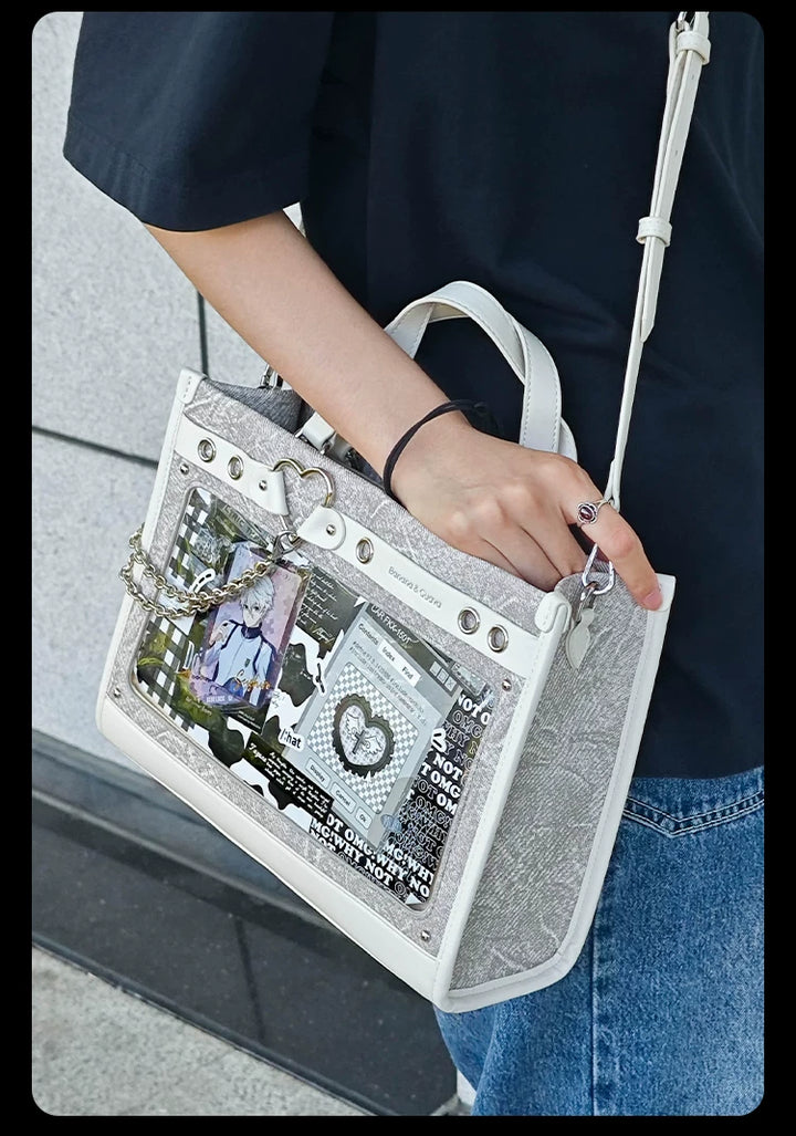 Japanese-Style Boxy Shape Ita Bag, Detachable Chain 45417:847797