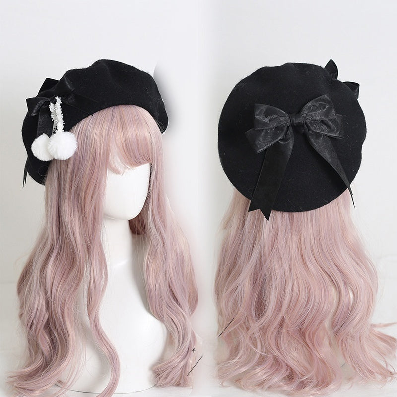 Lolita Hat Wool Beret Felt Ball Bow Beret Multicolor 28930:350662