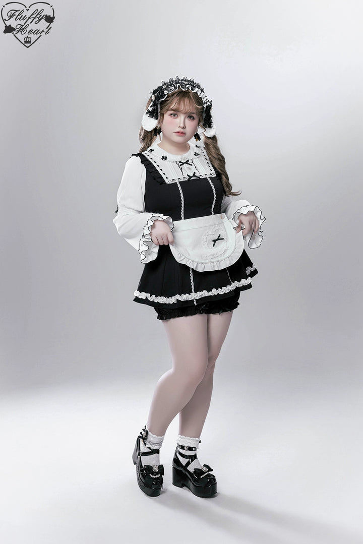 【Fluffy Heart】橱窗人偶日系女仆感可拆卸围裙萌系套装 现货 44119:796757