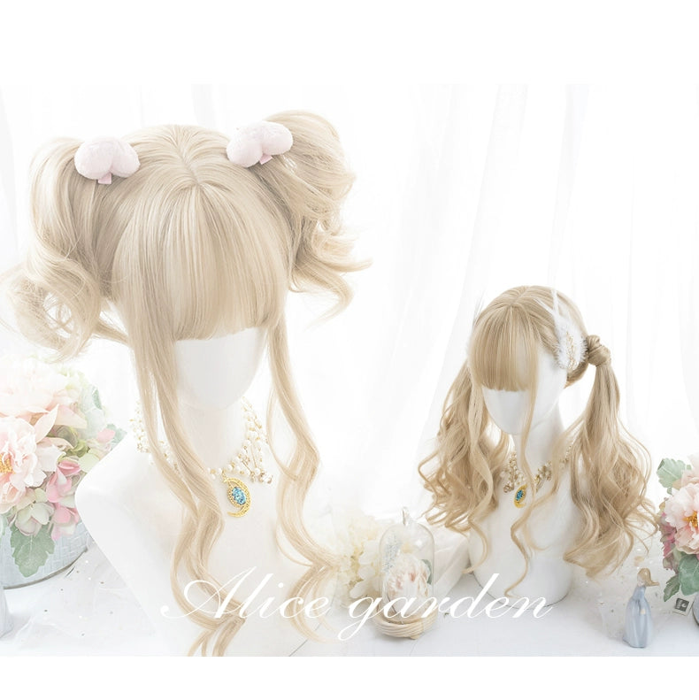 Lolita Wig Curly Wig Pale Yellow Daily Wig 31724:497046 31724:497046