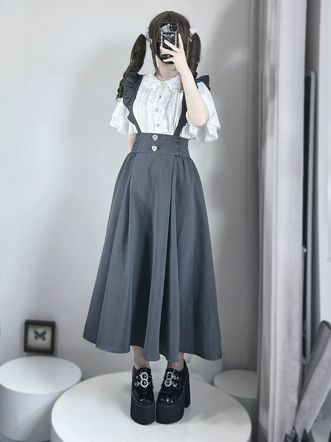 Seiso Kei Short Sleeves Blouse, Tiered Cuffs 44167:800789