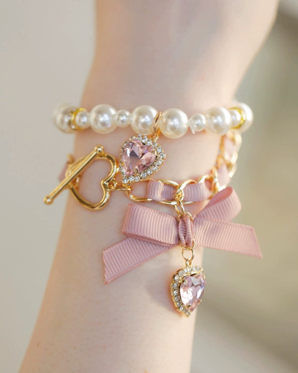 Jirai Kei Bracelets Pearl Hand Chain Double-layer Bracelets 38108:583102