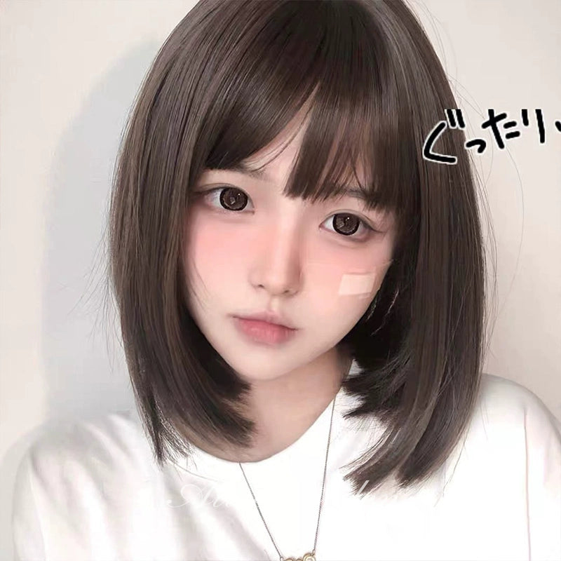 Lolita Wig Short Bob Natural Bangs Cute Wigs 35940:507742