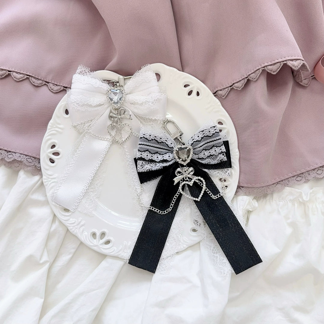 Ryousangata Bow Bag Pendant, Heart Rhinestone and Chain 45525:852250
