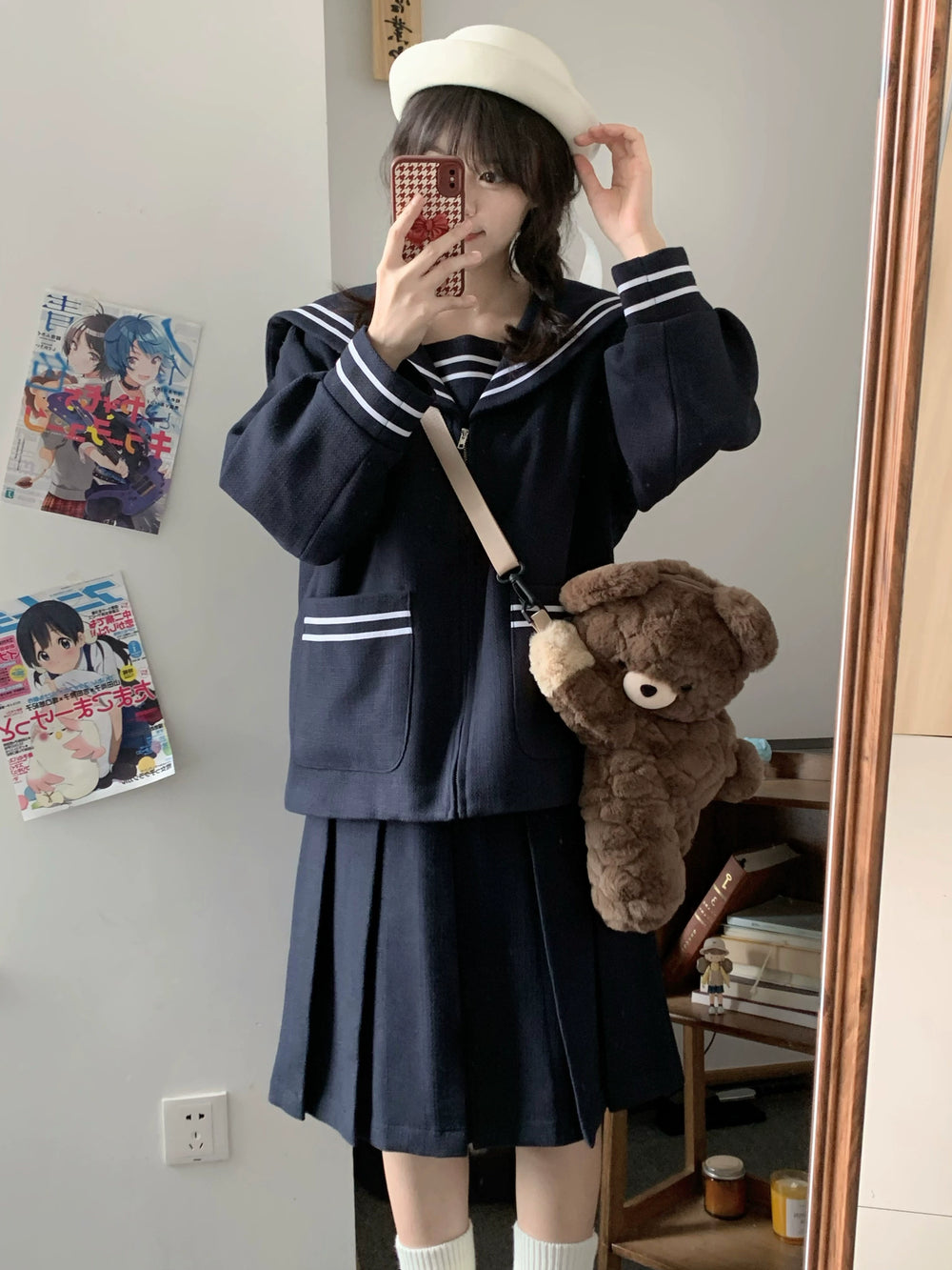 Winter JK Uniform Set, Coat and Pleated Skirt 43727:783841