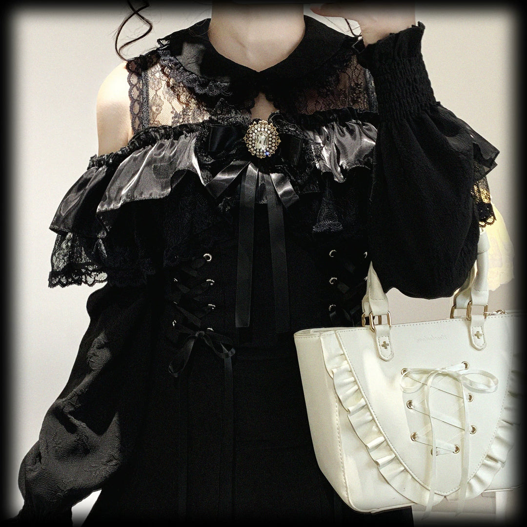 Elegant Long Open-Shoulder Dress, Subtle Floral Pattern 44473:809645