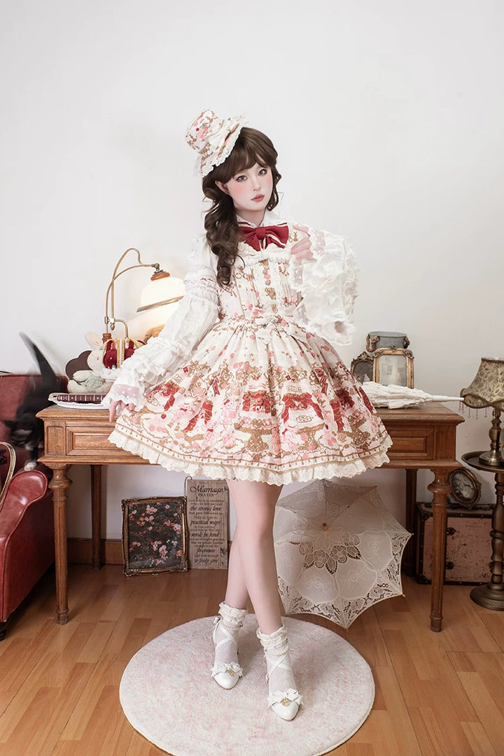 Classic Lolita Pointed Toe High Heels, Pearl-Like & Rhinestone 45841:864848