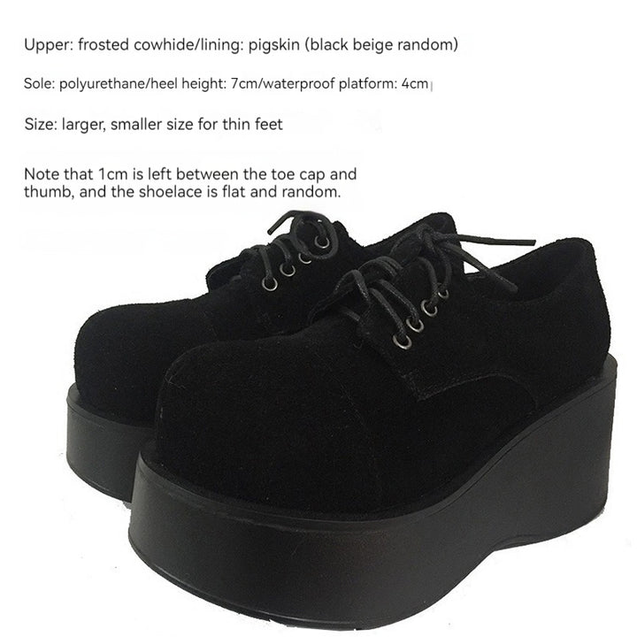 Harajuku Fashion Black Wedge Round-Toe Thick-Sole Shoes (33 34 35 36 37 38 39 40 / Exchange) 21870:317036 (33 34 35 36 37 38 39 40 / Exchange) 21870:317036