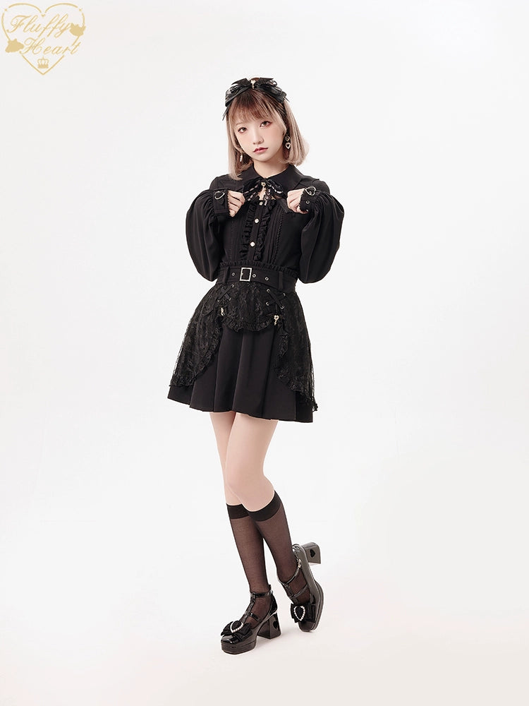 Jirai Kei Black Purple Skirt With Double Layer 21940:350826