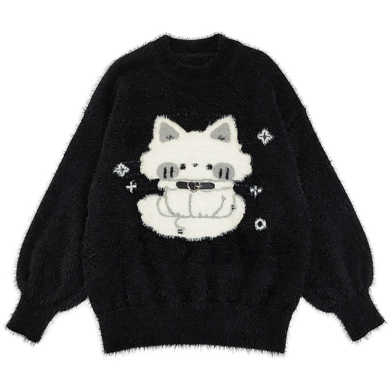 Kawaii Black Sweater Fluffy Voluminous Thickening Sweater (L M S / Black) 22752:326892 (L M S / Black) 22752:326892