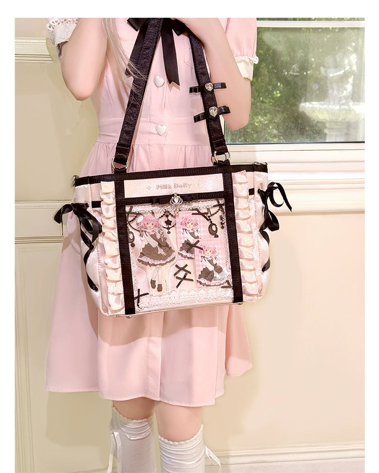 Large-Capacity Ita Bag, Clear Window Front + Rhinestones 43231:779323