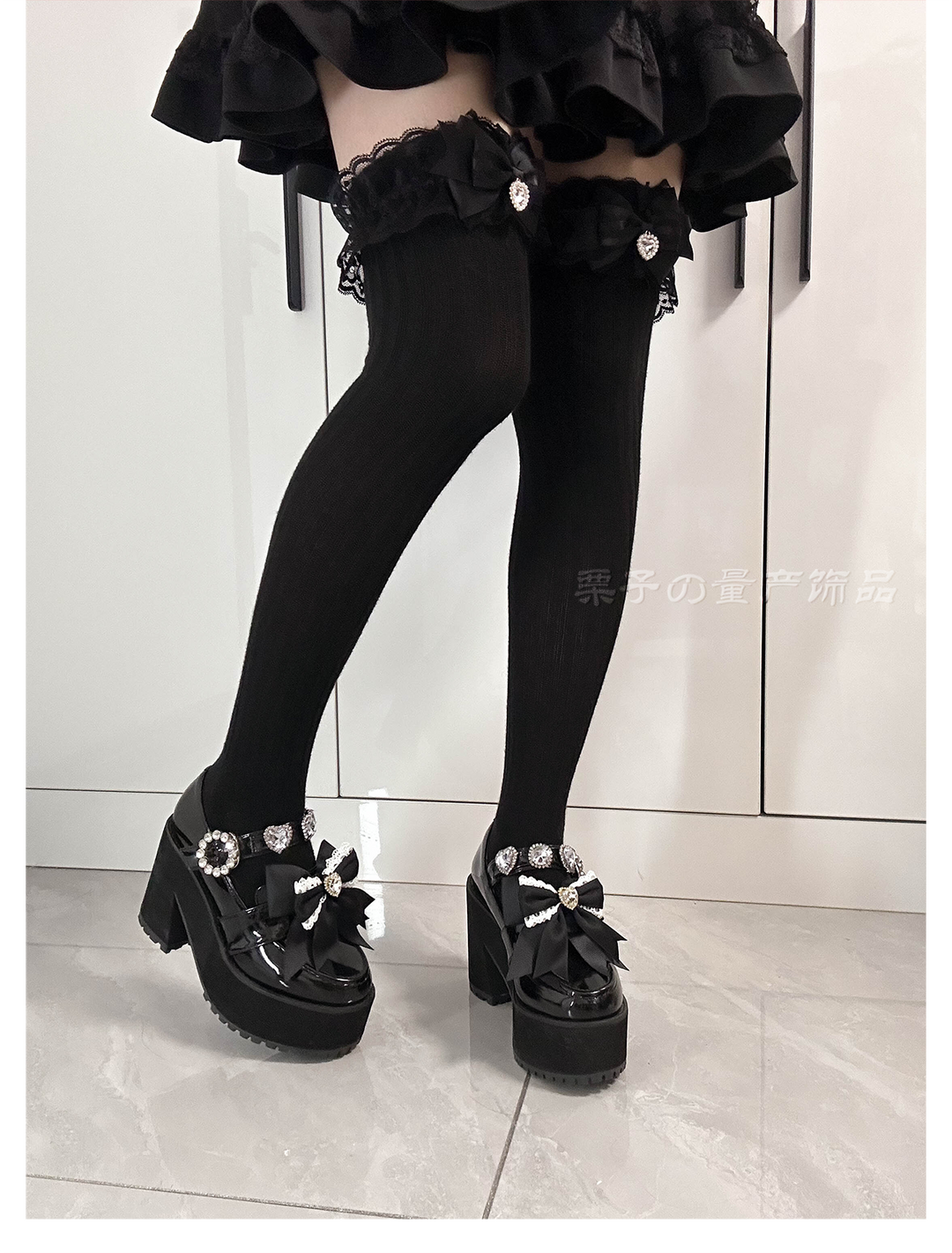 Jirai Kei Over-the-Knee Socks, Lace Cuffs 44008:793895