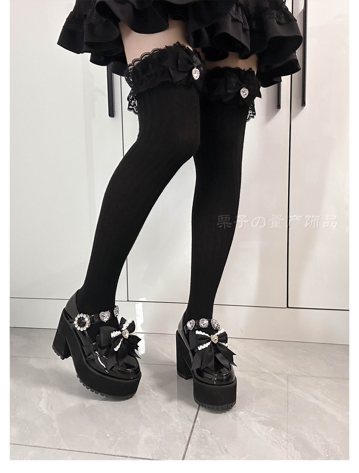 Jirai Kei Over-the-Knee Socks, Lace Cuffs 44008:793895