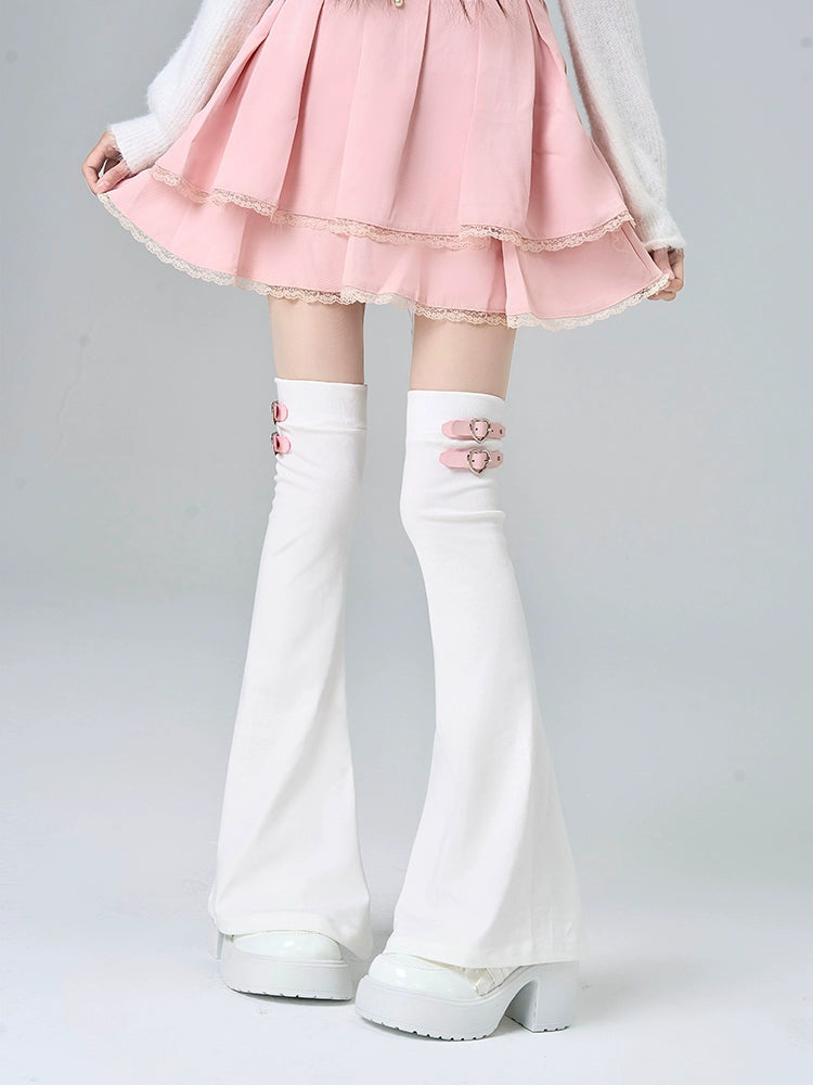 Plus Size Y2K Leg Warmers, Buckle Accent (M) 42252:733583