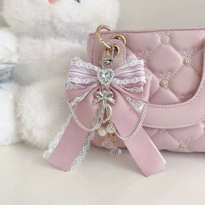 Ryousangata Bow Bag Pendant, Heart Rhinestone and Chain 45525:852366