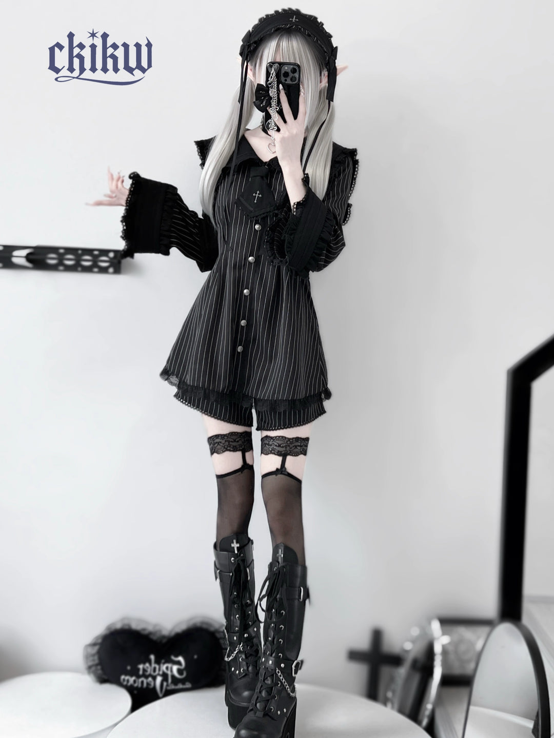 Sailor Collar Jirai Kei Dress Set, Detachable Armband 43864:788489
