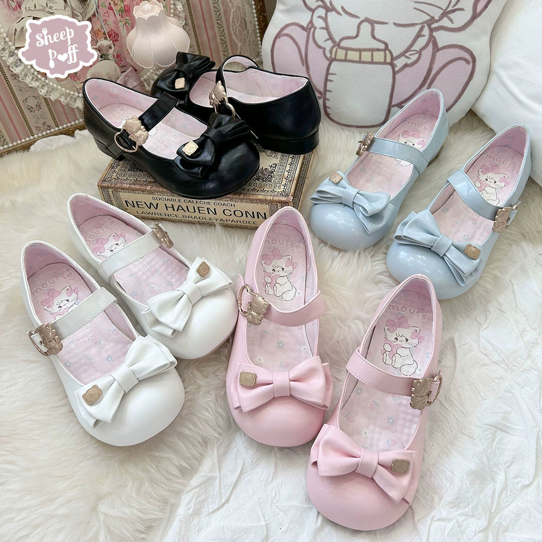 Preorder-Lolita Fashion Bow Tie Low Heel Shoes 4 Colors 22830:328214