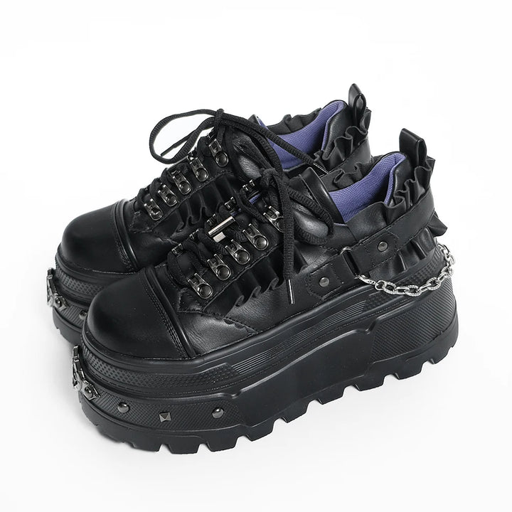 Punk Platform Shoes, Cross Accent & Detachable Heel Chains (35 36 37 38 39 40) 45950:872262