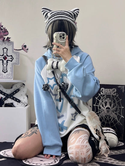 Jirai Kei Blue Cross Hoodie 29242:340772