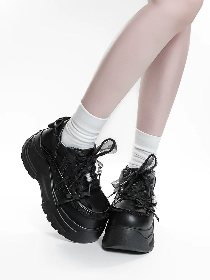 Jirai Kei High Platform Shoes, Lace Details 45748:861594