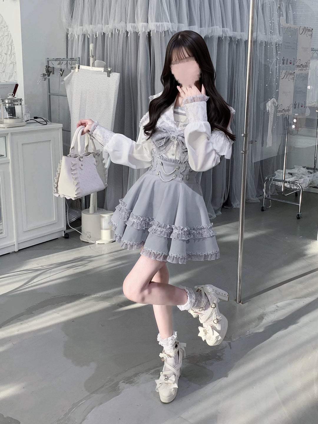 Ryousangata Sailor Collar Blouse, Elastic Waist Skirt 45746:860803