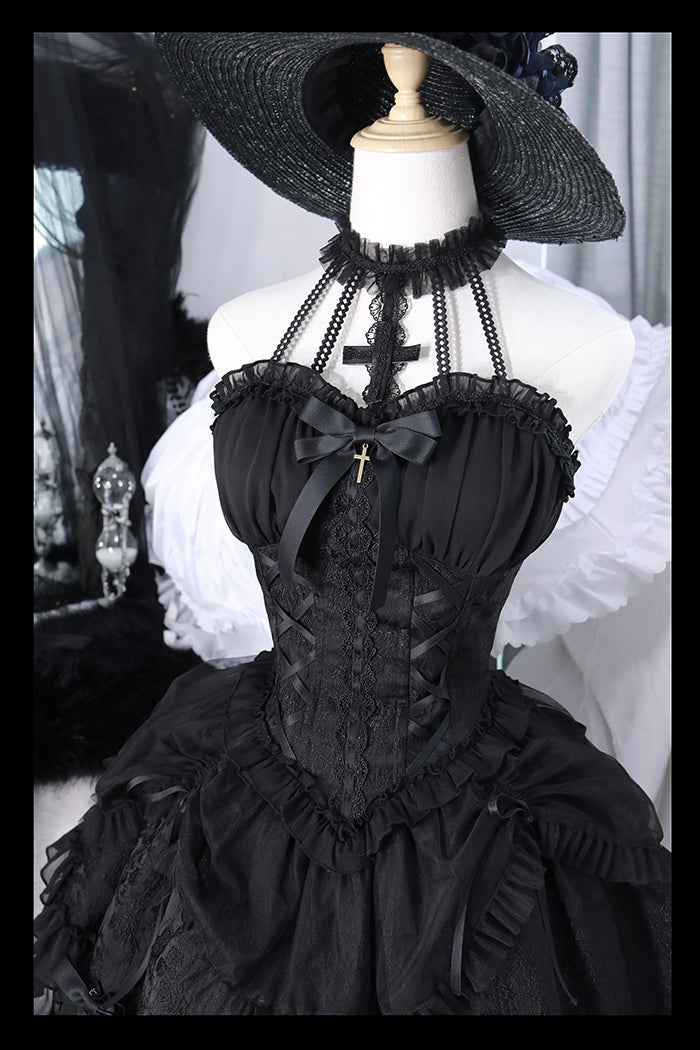 Gothic Lolita Dress Cross-Hime Halterneck Lolita Jumper Dress 35062:478545 35062:478545