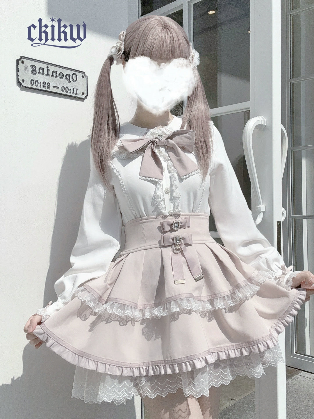 Long Sleeve Ryousangata Blouse, Bunny Eared Collar (L M S XS) 43862:787683