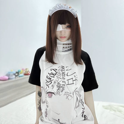 Yami Kawaii T-shirt Insert Half Sleeve Top Cotton Shirt 37014:546834