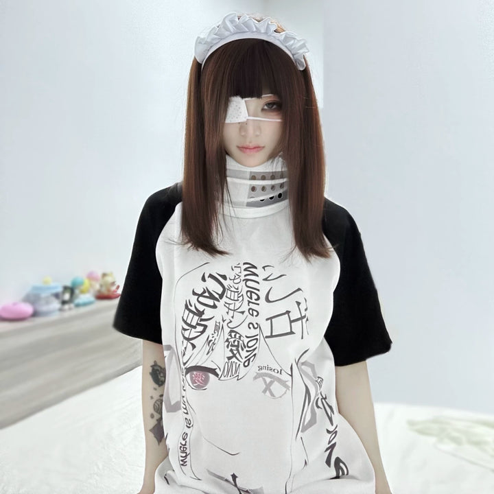 Yami Kawaii T-shirt Insert Half Sleeve Top Cotton Shirt 37014:546834 37014:546834