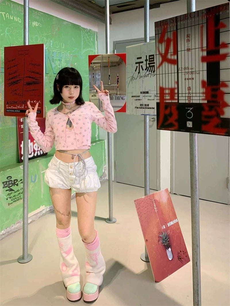 Jirai Kei Leg Warmers Subculture Pink Punk Leg Sleeves 36544:575290