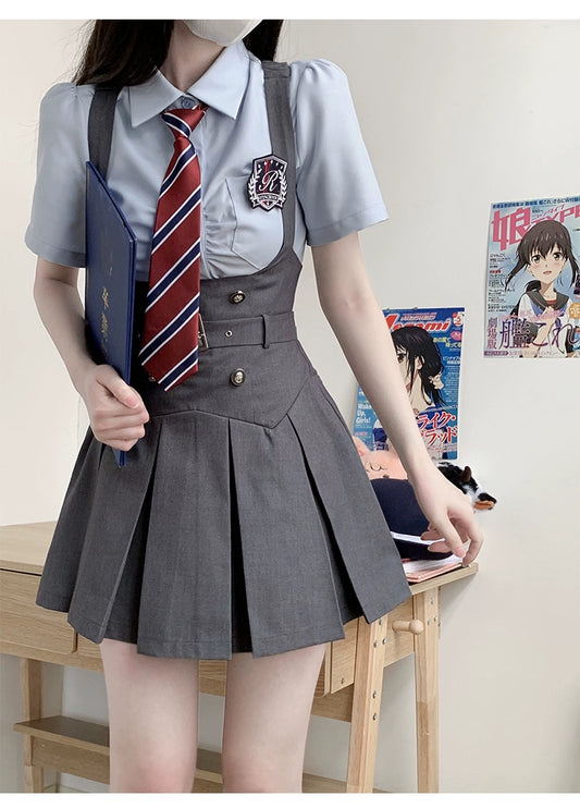 American Uniform Set College Style Skirt Preppy Blouse 36408:568022