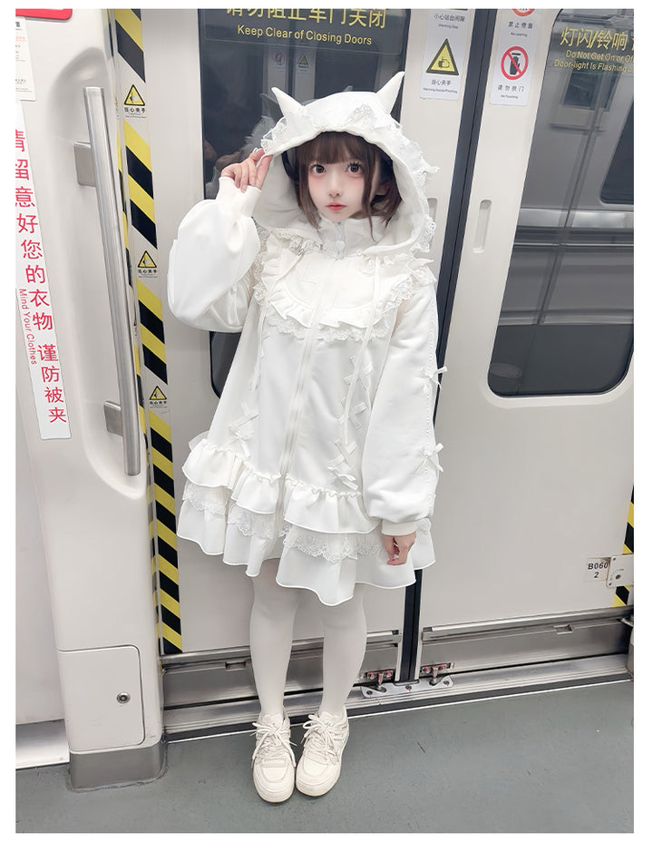 Jirai Kei Hoodie Jacket with Detachable Animal Ears & Doll Bag 42491:741991