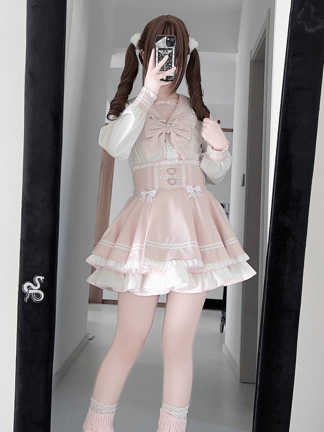 Ryousangata Sailor Collar Blouse, High-Waist Skirt 44752:821884