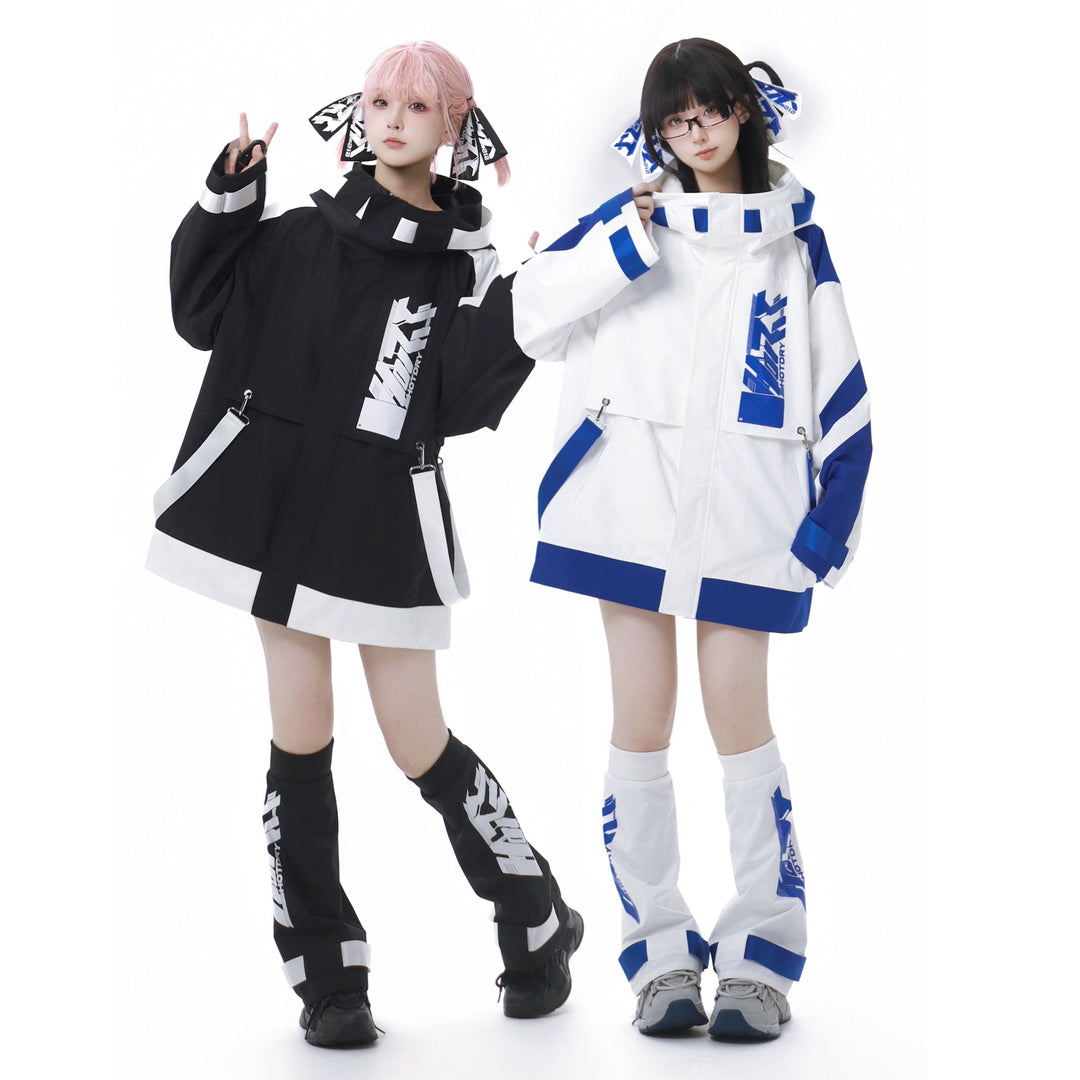 Jirai Kei Outfits Tenshi Kaiwai Hooded Jacket Shorts Set 40084:654398