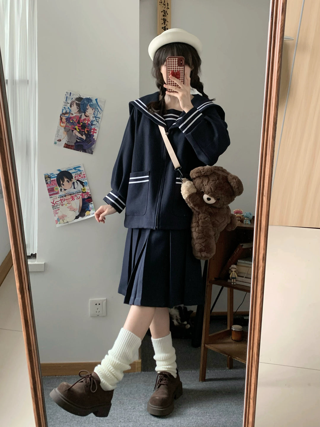 Winter JK Uniform Set, Coat and Pleated Skirt 43727:783843