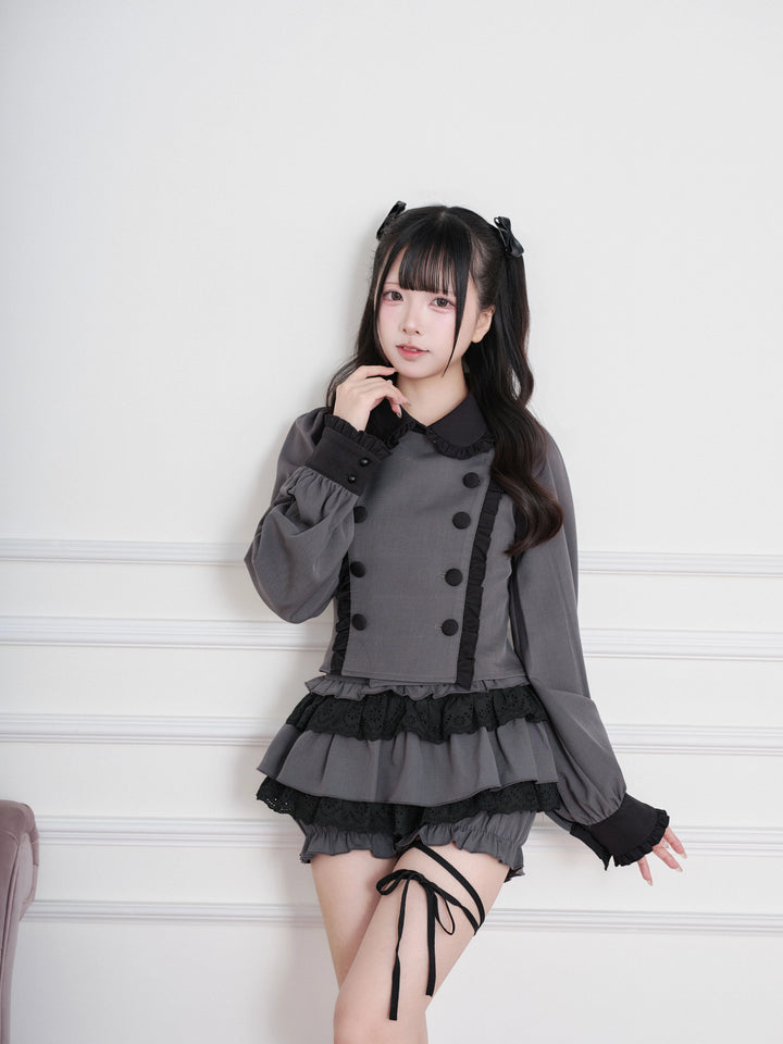 Jirai Kei Double-Breasted Top, Tiered Skort 45931:871184