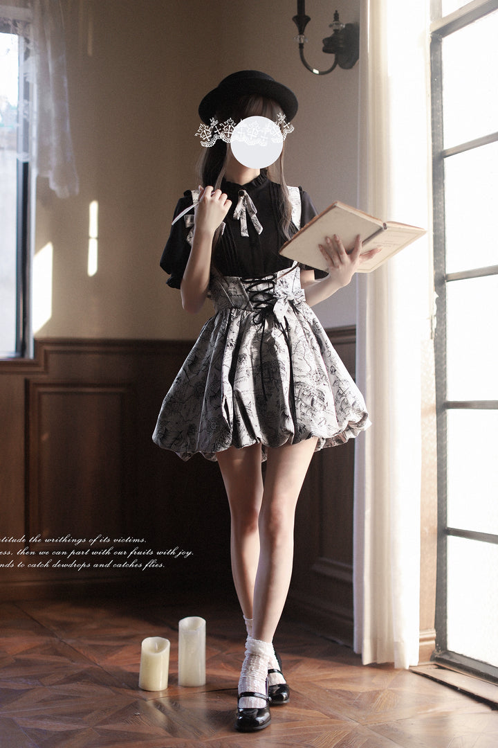 Classic Lolita Bust-supporting Bud Skirt & Solid Shirt & Bow 42921:757827