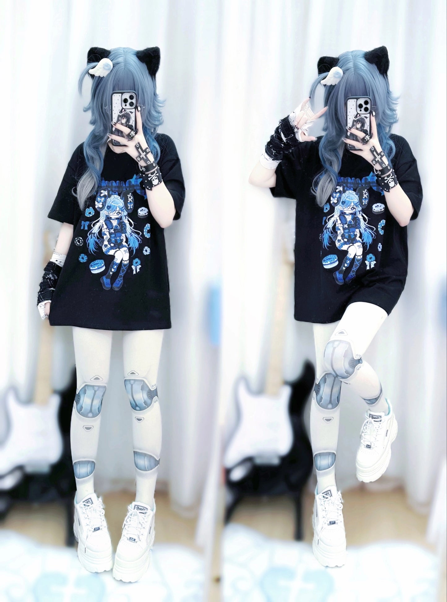 Jirai Kei T-shirt Punk Anime Print Shirt Sweet Cool Top 37574:574366