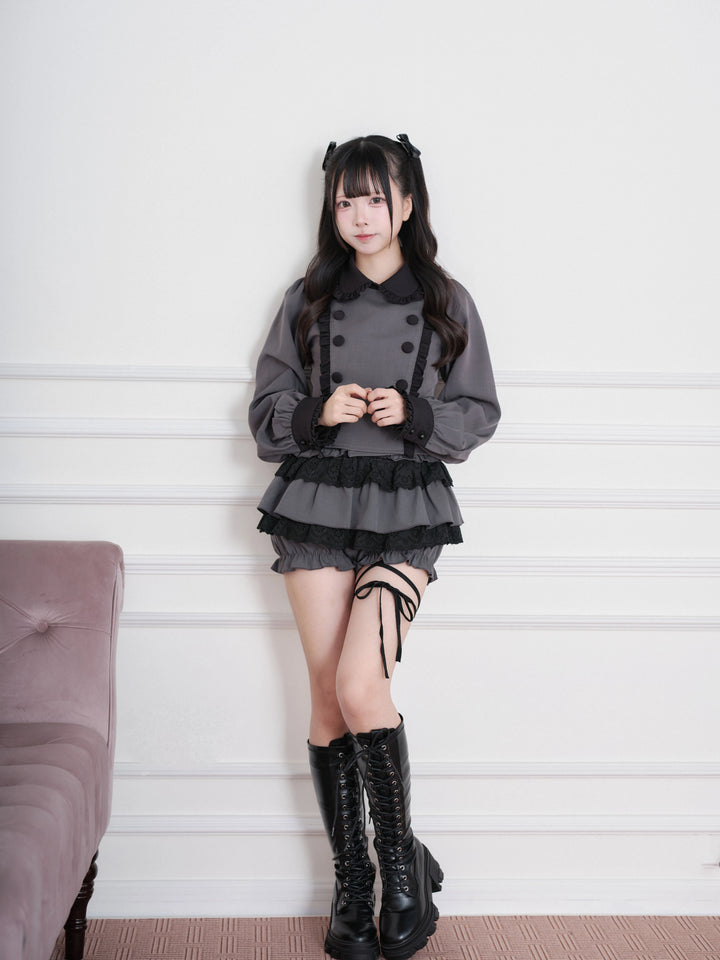 Jirai Kei Double-Breasted Top, Tiered Skort 45931:871189