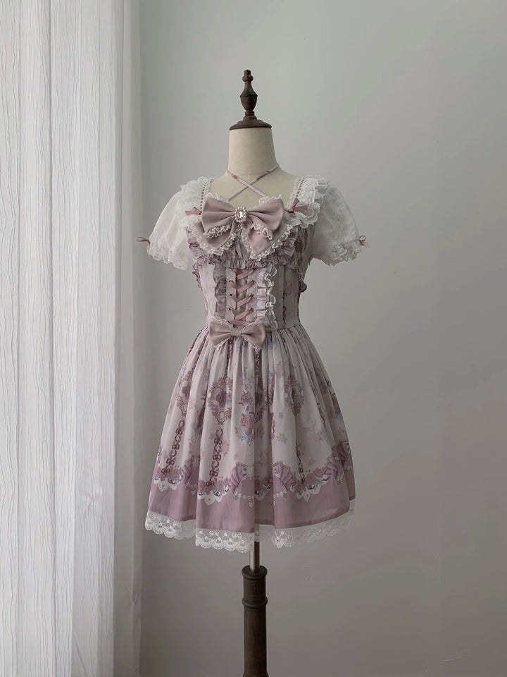 Floral Printed Ryousangata Dress, Halter Neck (L S) 45287:848646